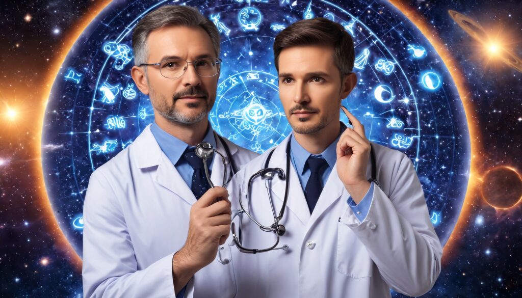 Rabin Das A doctor holding a stethoscope with the zodiac whe 57c5b30f a700 4a3d a291 767eb2488ab5