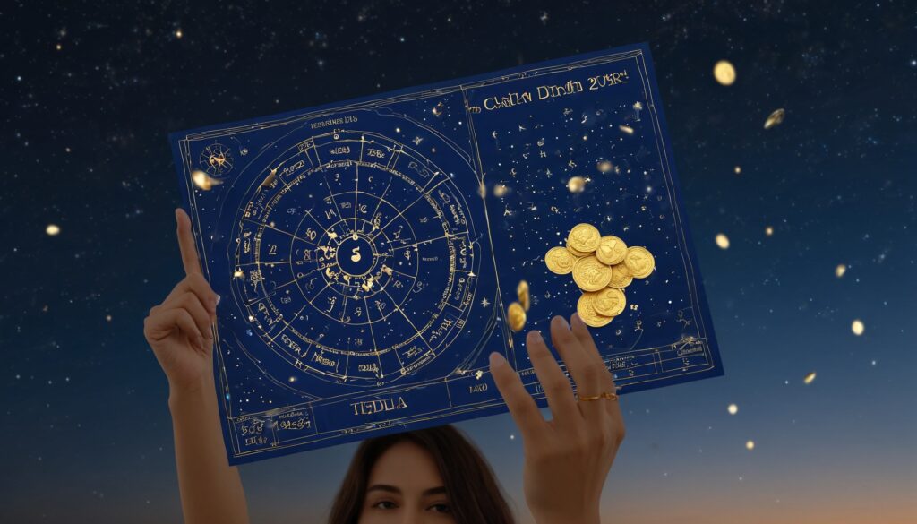 Rabin Das A glowing birth chart overlaid with golden coins a 5f70fbe2 7b2f 44a9 89d8 1dbc110b20c3