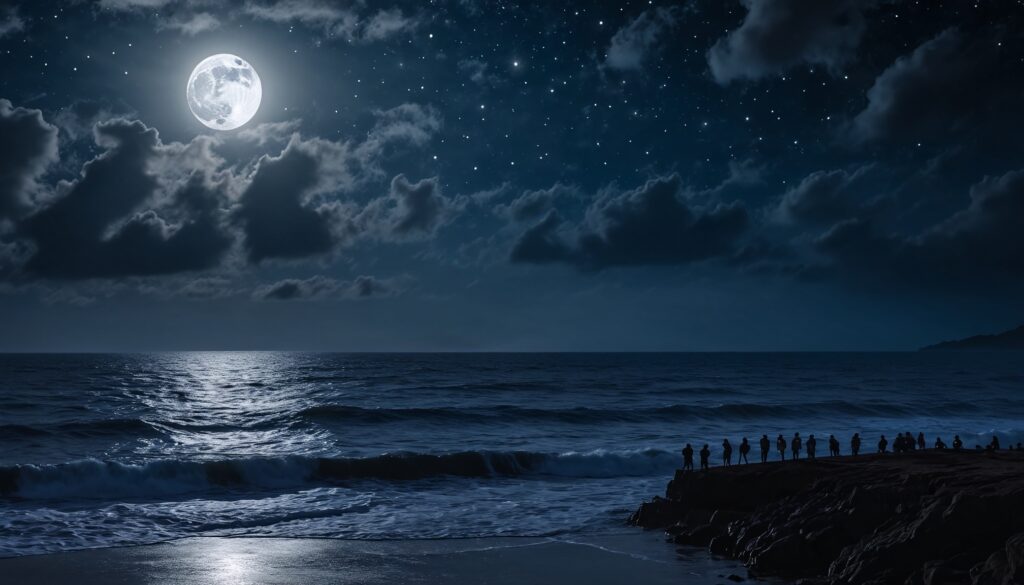 Rabin Das A serene full moon casting its light on a turbulen df6dce6e 2462 4f53 843d 105230970bcc