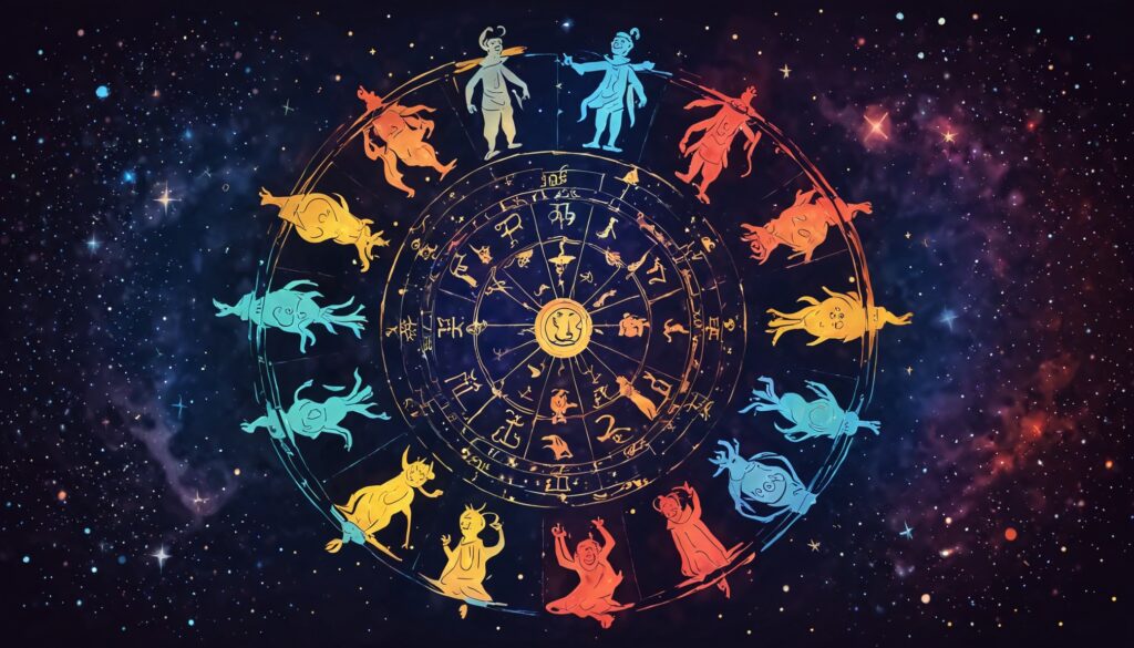 Rabin Das A zodiac wheel with each sign glowing in different 08f3b73f f2cc 452f 9255 fdd076ced74e